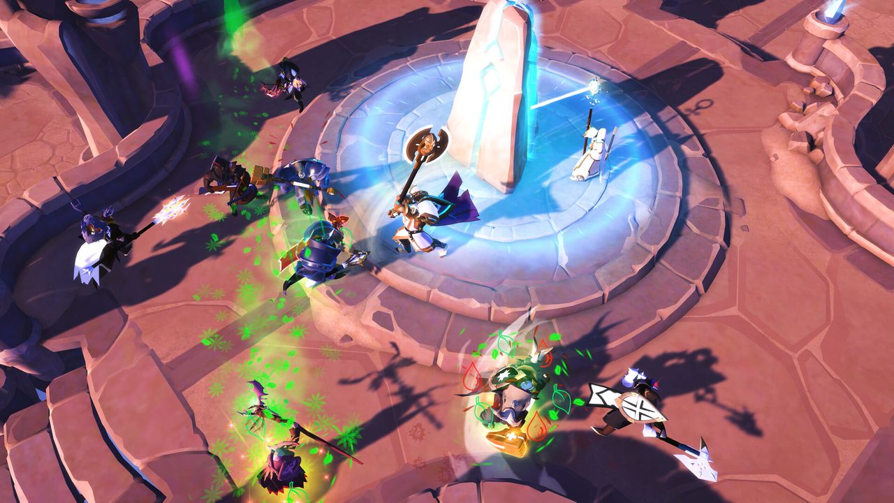 Albion Online: Players fighting around a glowing crystal objective