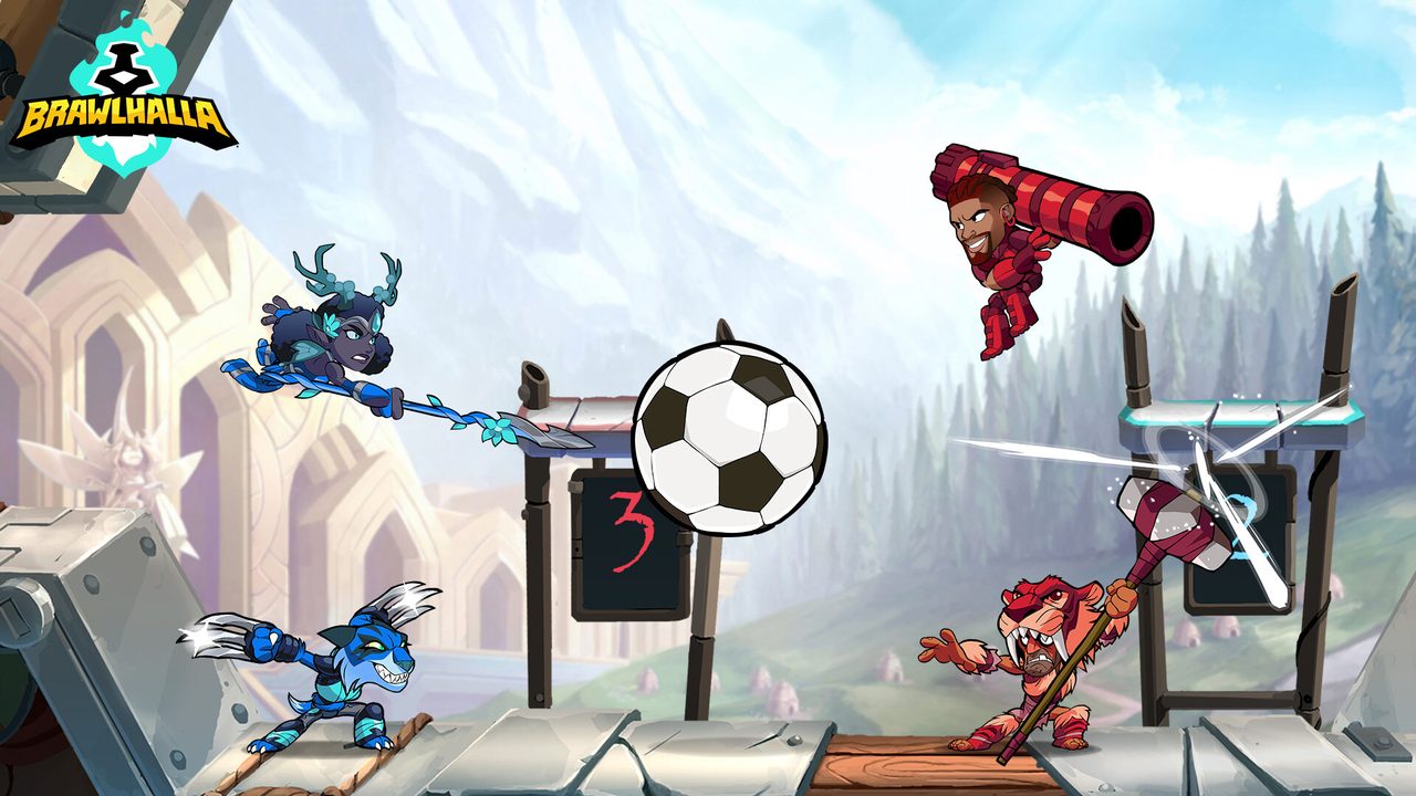 Brawlhalla: Two fighters in a ball-game mode