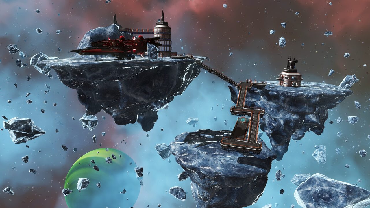 No Man’s Sky: A floating island base among asteroids