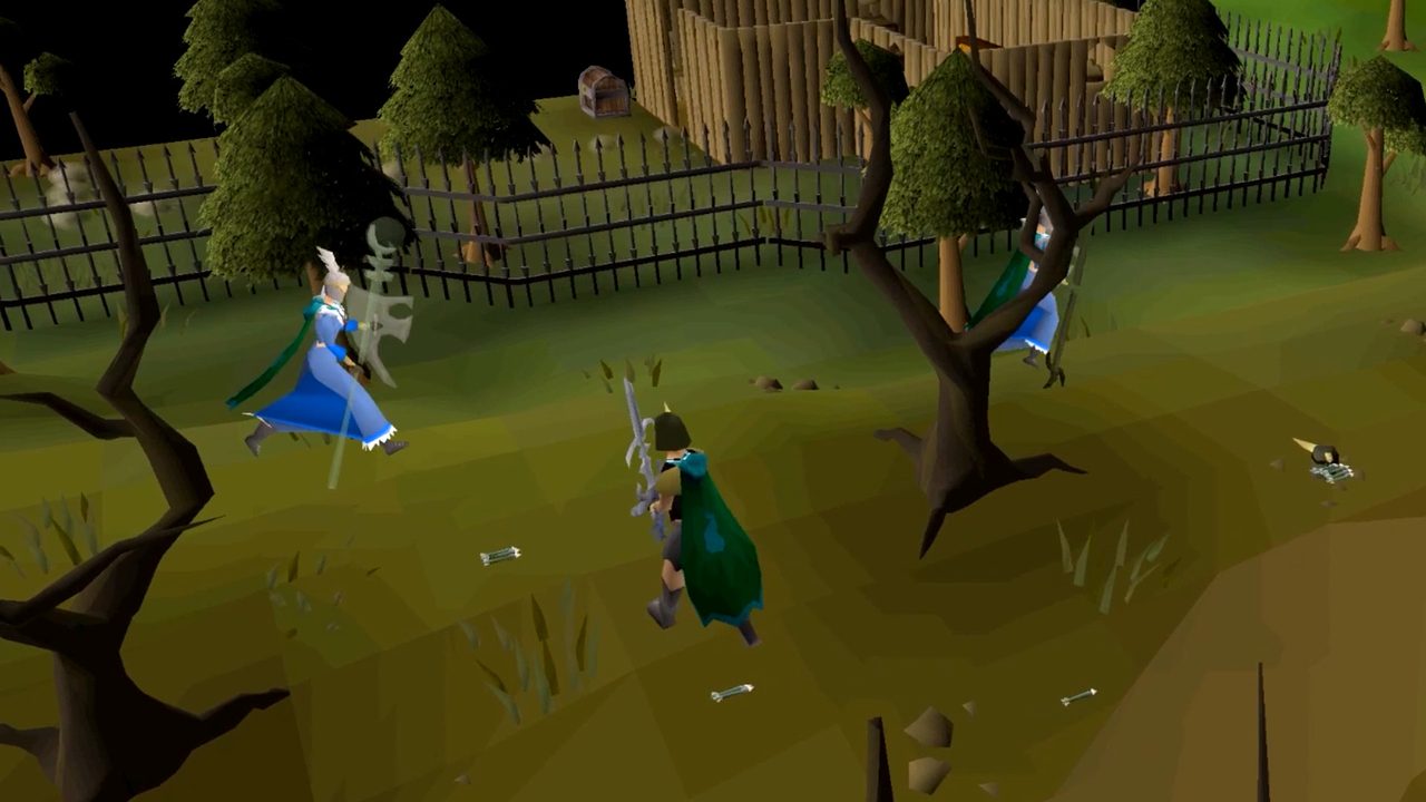Old School RuneScape: Players gathered on a village green